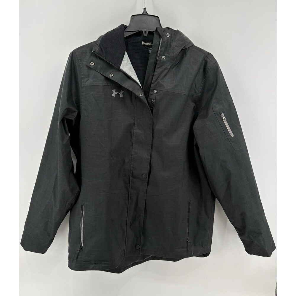 Under Armour Men's Storm Rain Jacket Black Hooded Size XL Coat Loose Fit